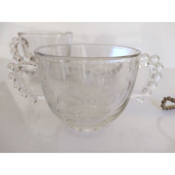 Imperial Glass Candlewick Pattern Cream, Sugar set with Mayo bowl 1960's - Picture 3 of 11